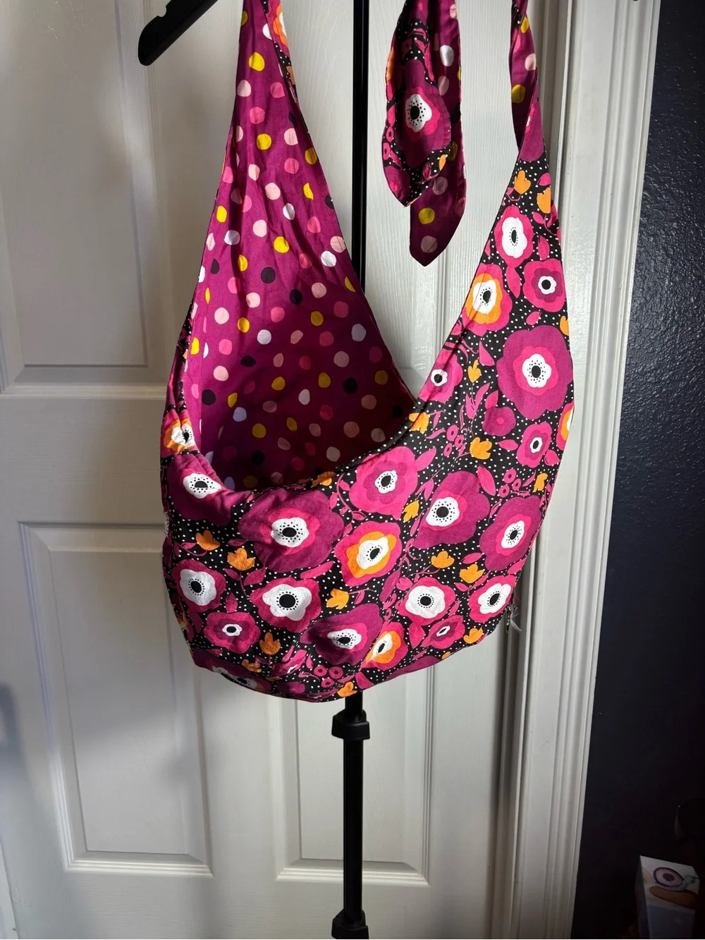 Stylish Pink Floral Pet Sling Carrier - Comfortable Travel Bag